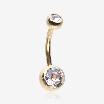Pure24K Implant Grade Titanium Internally Threaded Basic Gem Ball Belly Button Ring-Clear Gem